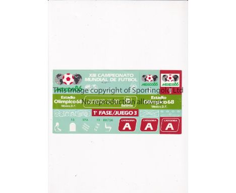 1986 WORLD CUP      Unused ticket for Argentina v Bulgaria 10/6/1986 at the Olympic 68 Stadium. Staple holes on the left.   G