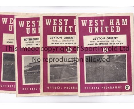 WEST HAM UNITED      Ten home programmes: 5 X 1958/9 v Charlton, Aston Villa and Arsenal S-F, all FA Youth Cup, Bexleyheath &