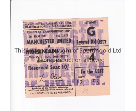 TICKET 1969 AC MILAN V MANCHESTER UNITED      Ticket for the closed circuit game played in Milan and relayed back to Old Traf