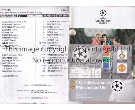 1999 INTER MILAN V MANCHESTER UNITED   Programme, ticket, team sheet and press sheet for the Champions League game in Italy o