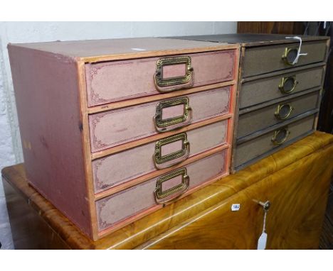 2 Vintage cardboard 4-drawer filing chests 