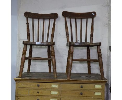 A pair of children's stick-back Windsor chairs 