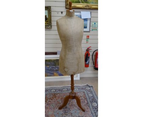 A Vintage tailor's dummy, on turned wood stand, size 48, overall height 160cm 