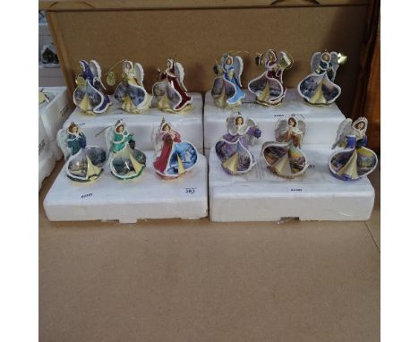A set of 12 Thomas Kinkade Christmas tree decorations "Winter Angels of Light", height 9.5cm 