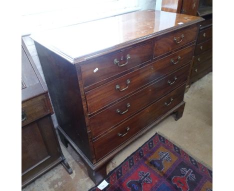 A Georgian mahogany chest of 2 short and 3 long drawers, with bracket feet, W110cm, H97cm, D54cm 