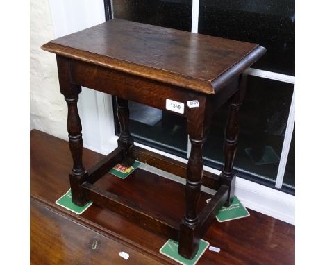 An oak joint stool, W40cm, H44cm 