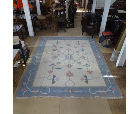 A large blue and white ground Kilim carpet, 350cm x 285cm 