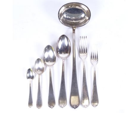 A matching set of Wellner silver plated cutlery, including ladle (no knives) 