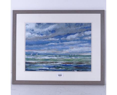 Martin Richards, acrylic on paper, seascape, signed, 11" x 15", framed 