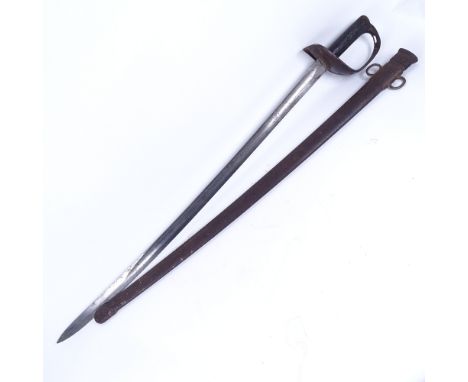 An early 20th century British Army Cavalry sword, with pierced Maltese cross basket hilt, and blade marked WD with British Br