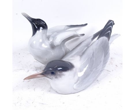 A Royal Copenhagen tern bird, model no. 827, and a German ceramic tern, largest length 25cm (2) 
