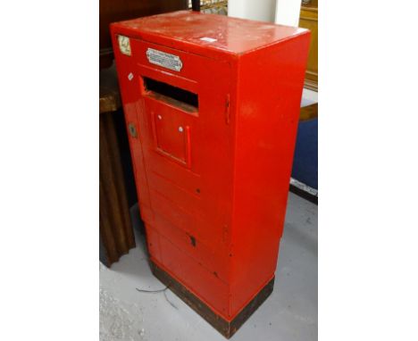 A Vintage red painted postbox, W44cm, H100cm, D27cm 