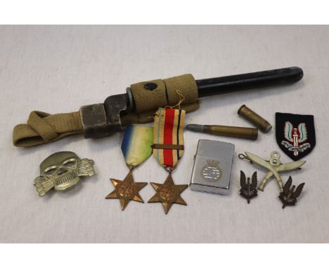 A Small Collection Of Military Collectables To Include A Full Size World War Two Atlantic Star And Africa Star Medal With 8th