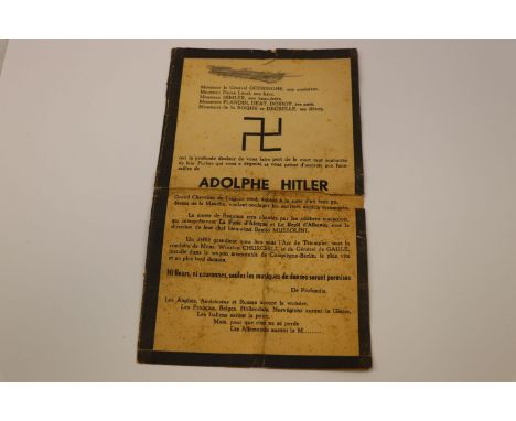 An Original World War Two / WW2 Period French Patriotic Leaflet / Flyer Celebrating The Liberation And The Death Of Adolf Hit