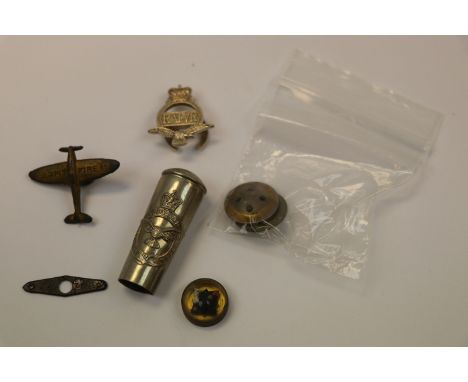 A Small Collection Of World War Two / WW2 Royal Air Force / RAF Collectables To Include A Standard Half Inch Escape Compass. 