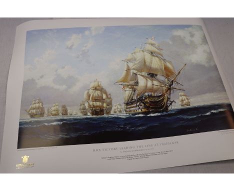 An HMS Victory Limited Edition Print Titled "HMS Victory Leading The Line", Limited To 1805 Copies And Numbered 0129. Complet