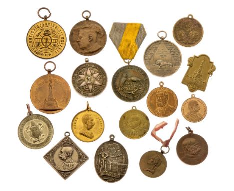 87 Insieme di 17 medaglie ”Kaisermanöver Güns 1893“, ”Freiwillige Feuerwehr Ried 1885“, ”NÖ Landesfeuerwehrtag Baden 1908“, ”