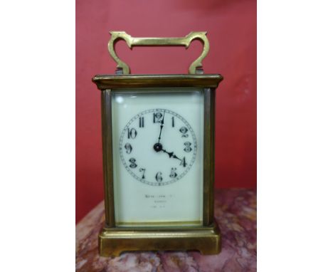 A Bennett Fink of London brass carriage clock