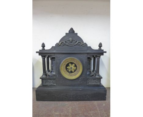 A 19th Century French Belge noir architectural cased mantel clock