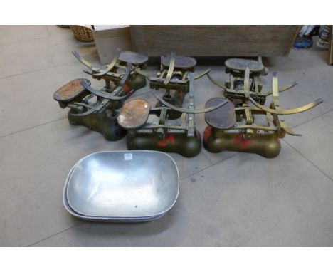 Six Avery kitchen scales 