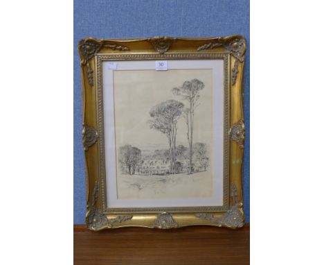 Chas. E. Peers, landscape, pencil sketch