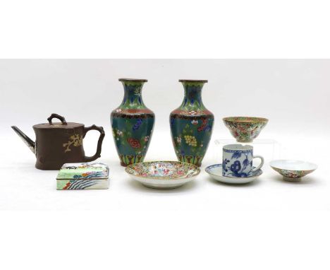 A collection of Chinese miscellaneous, 18th-19th century, comprising, a Canton enamelled famille rose teacup, cover and sauce