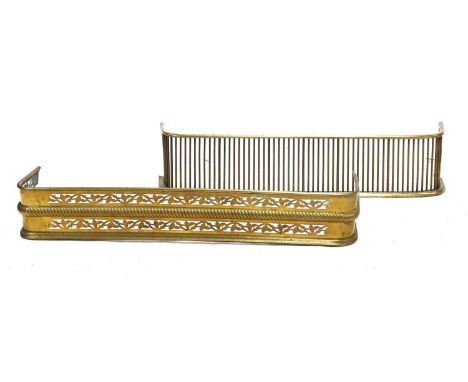 A 19th century brass rail fender,140cm wide,together with another similar pierced example,133cm wide (2)Condition report: The