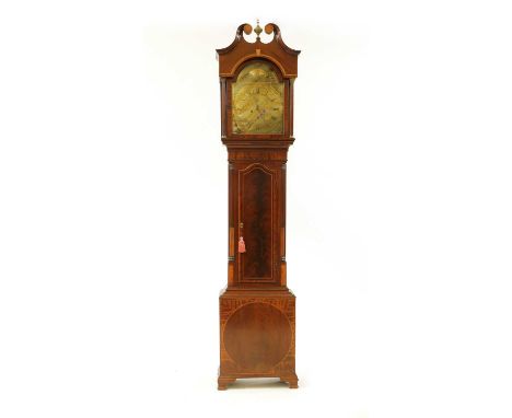 A George III inlaid mahogany 8-day longcase clock,the brass arched dial inscribed Rollison of Sheffield, fitted subsidiary da