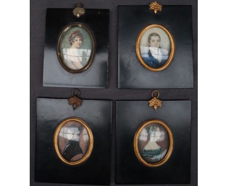 19th century British SchoolHead and shoulders portrait of a gentlemanAn oval portrait miniature6.5 x 5cmTogether with three o