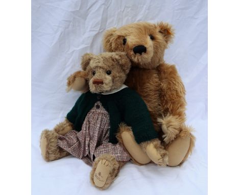 A large brown mohair Steiff teddy bear with articulated limbs together with a Barton's Creek Collection teddy bear