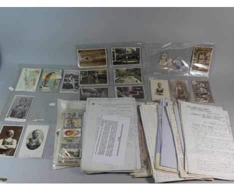 A Box of Printed and Hand Written Ephemera to Include Vintage Sporting Postcards, 19th Century Legal Documents etc 