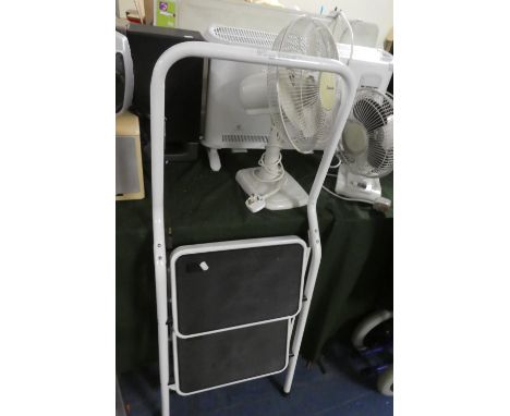 A Mid/Late 20th Century Two Step Metal Famed Folding Ladder 