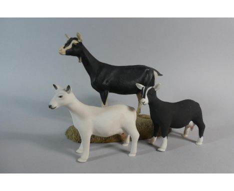 A North Light Matt Goat and Two Highbank Goat Ornaments 