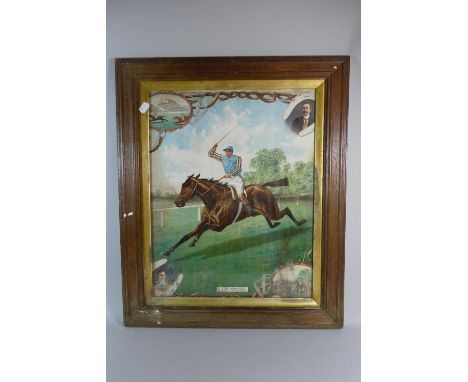 A Vintage Oak Framed Racing Print, Jeddah, Winner of the 1898 Derby, 46cm High 