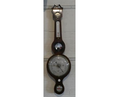 A 19th Century Mahogany Cased Wheel Barometer with Temperature Scale by Intross, Chattam, Not Working and Tubes Need Attentio