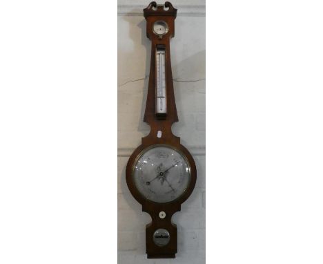 A 19th Century Mahogany Wheel Barometer with Temperature Scale by A L'ange, 82 Cheapside, London, Not Working 