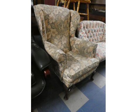 A Tapestry Upholstered Wing Arm Chair 