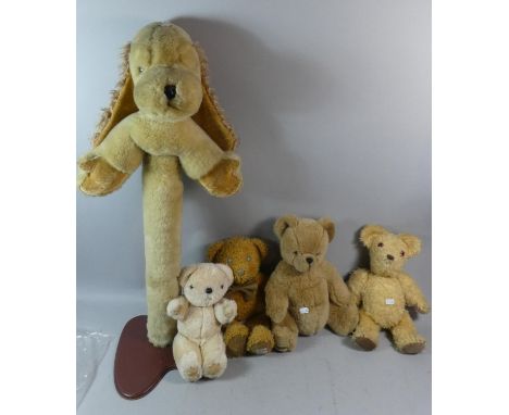 A Collection of Four Teddy Bears to Include Chad Valley and Merrythought Together with a Merrythought Childs Clothes Hanger 