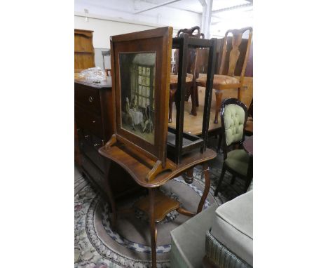 An Edwardian Mahogany Occasional Table, Six Division Stick Stand and an Oak Fire Screen 