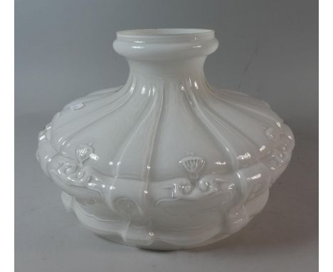A Late 19th/Early 20th Century White Opaque Glass Oil Lamp Shade, 30cm Diameter 