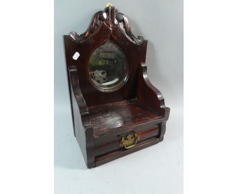 A Wall Hanging Mirrored Shelf Unit with Single Drawer, 31cm Wide 