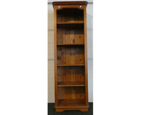 A Modern Tall Pine Five Shelf Open Bookcase, 54.5cm Wide 