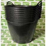 10x Gorilla black plastic flexible tubs