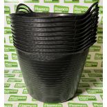 10x Gorilla black plastic flexible tubs
