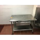 SS Table w/ sink, 3 ft x 3 ft, no contents Located: Main Kitchen, adjacent to Palace Grill