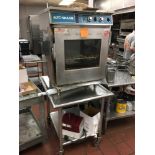 SS Oven on SS table, Auto Sham, 2 ft w x 2 ft d x 6 ft h (dimensions Includes oven and table)