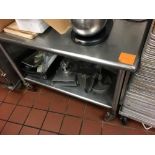 Lot of (3) SS Tables, no contents, one is 4 x 2 1/2 x 3 ft x other two are 8 x 2 1/2 x 3 ft Located: