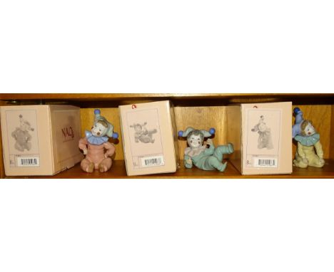 Nao, a collection of three clowns: 'Jingles' 01065, 'Jangles' 01066 and 'Joy' 01067, (all boxed). 