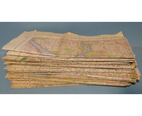 Ordnance Survey 1'' Maps, loose-leafed, War Office Issue, 46, 47, 53, 54, 82, 83, 127-140, 142-144, 146-147, 163-167, 169-171