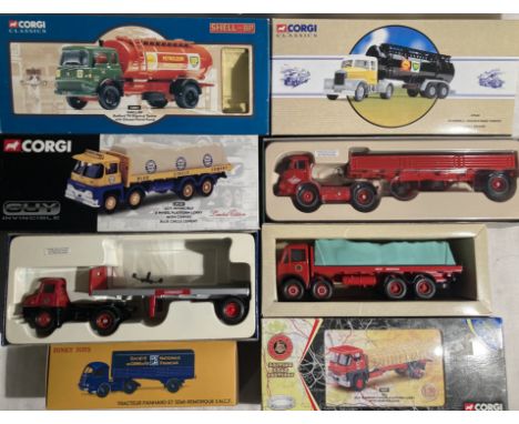 Corgi: A collection of seven boxed diecast commercial vehicles, one Atlas Dinky example, the others all Corgi. Including: 291